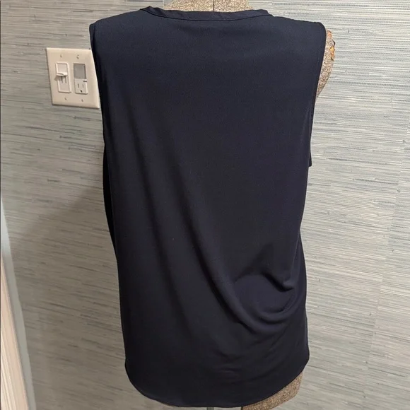 Banana Republic Dark Blue Sleeveless Blouse with Shoulder Bow - Picture 4 of 4